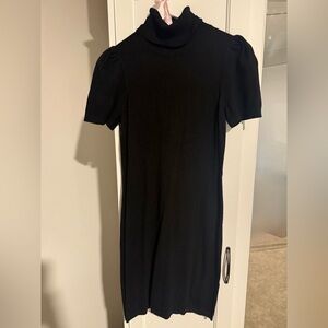 Express Black Mini Dress with Puff Sleeves - Sweater Dress